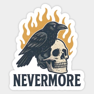 Nevermore Raven And Skull Sticker